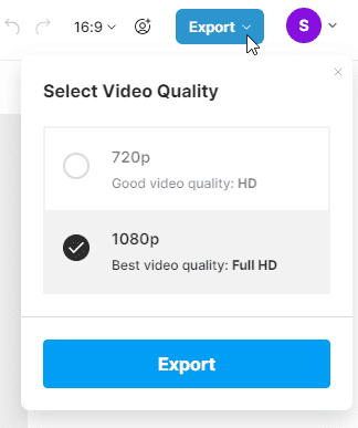 eksport wideo 1080p Full HD lub 720p HD