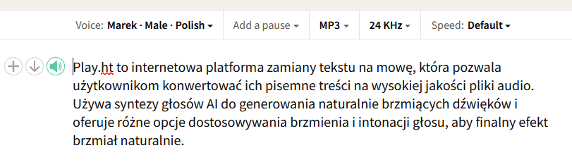 Play.ht polski głos Marek próbka mowy z tekstu
